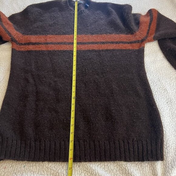 Vintage Structure Wool Sweater sz L Brown Orange Stripe Grunge Kurt Cobain Baggy - Picture 8 of 8